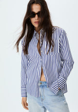STRIPED WITH POCKET - Chemisier - dark blue
