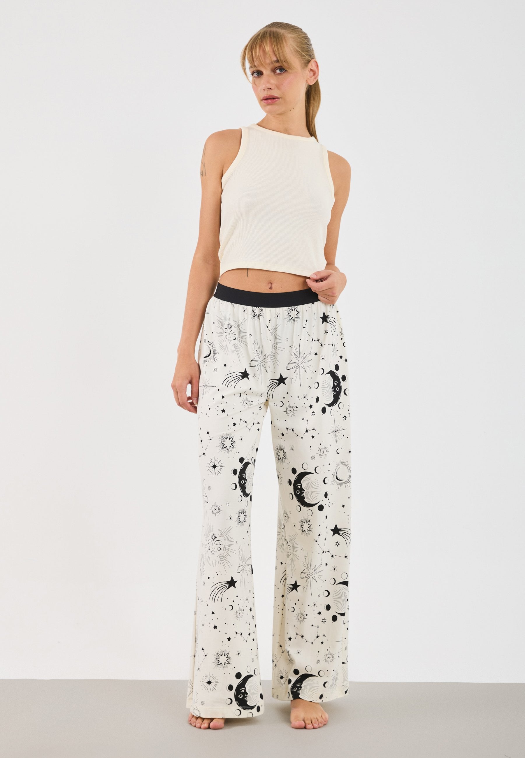 2 PACK - Bas de pyjama - black/ beige