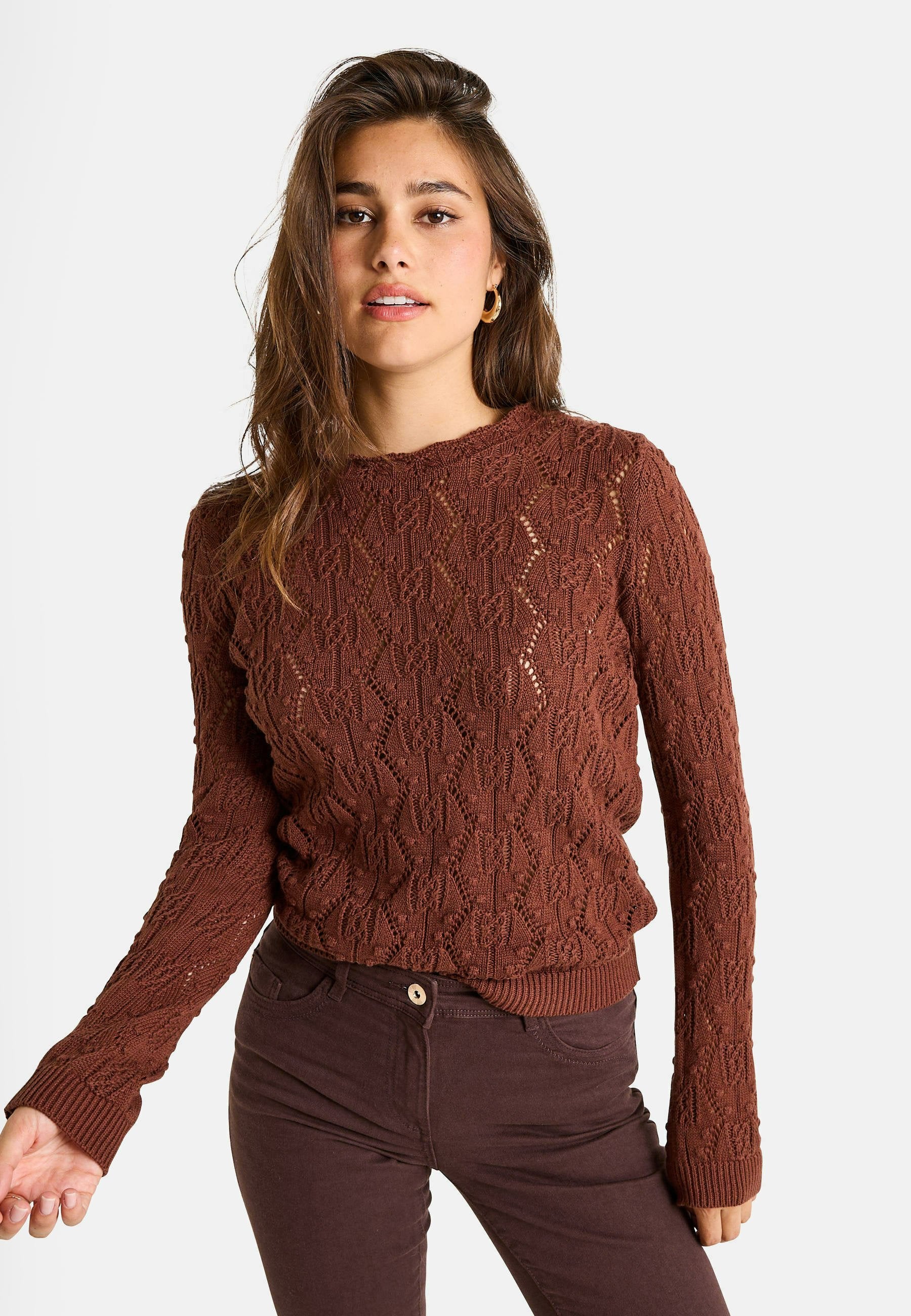 COL ROND - Pullover - marron