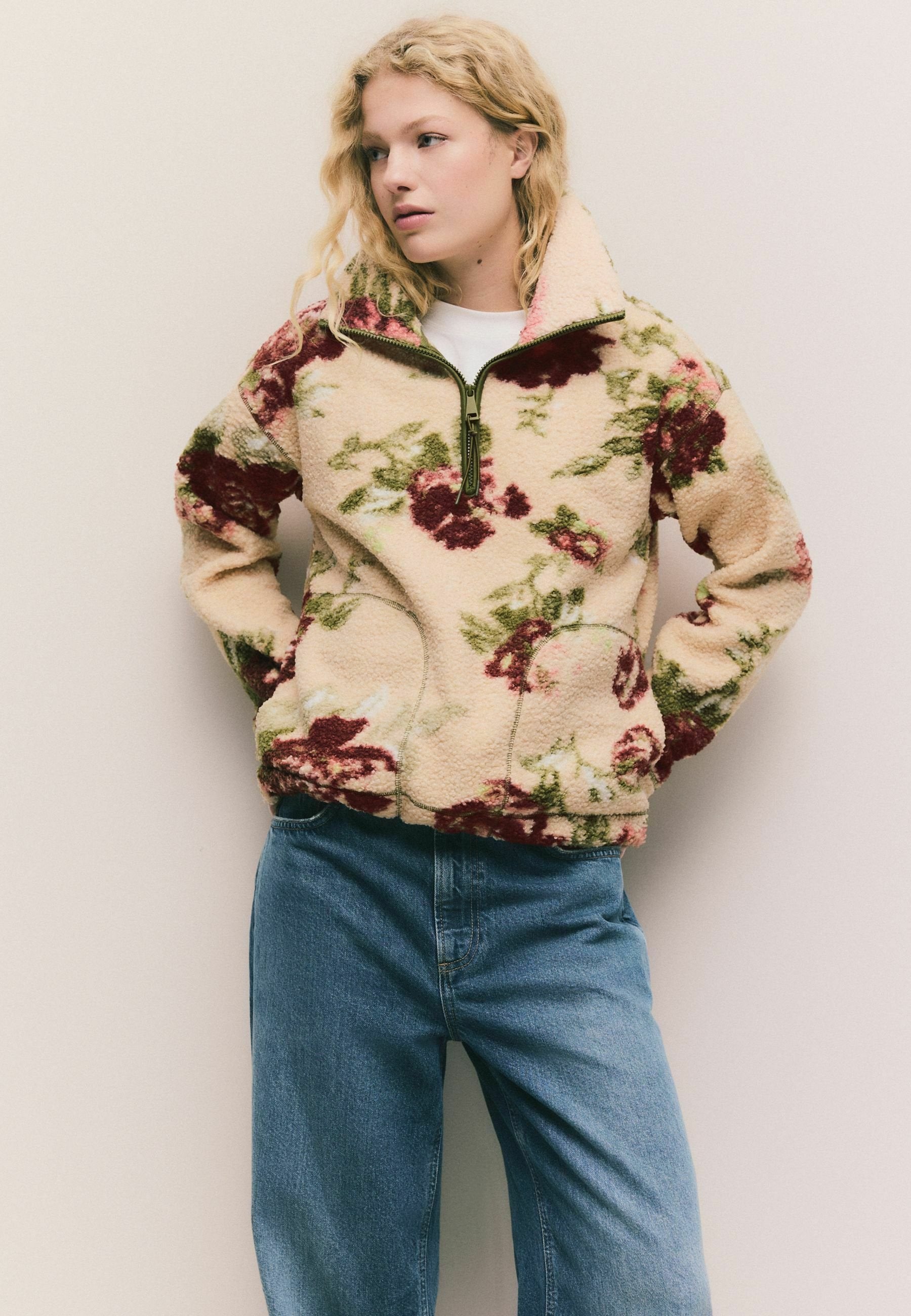 Sweat polaire - pink floral print