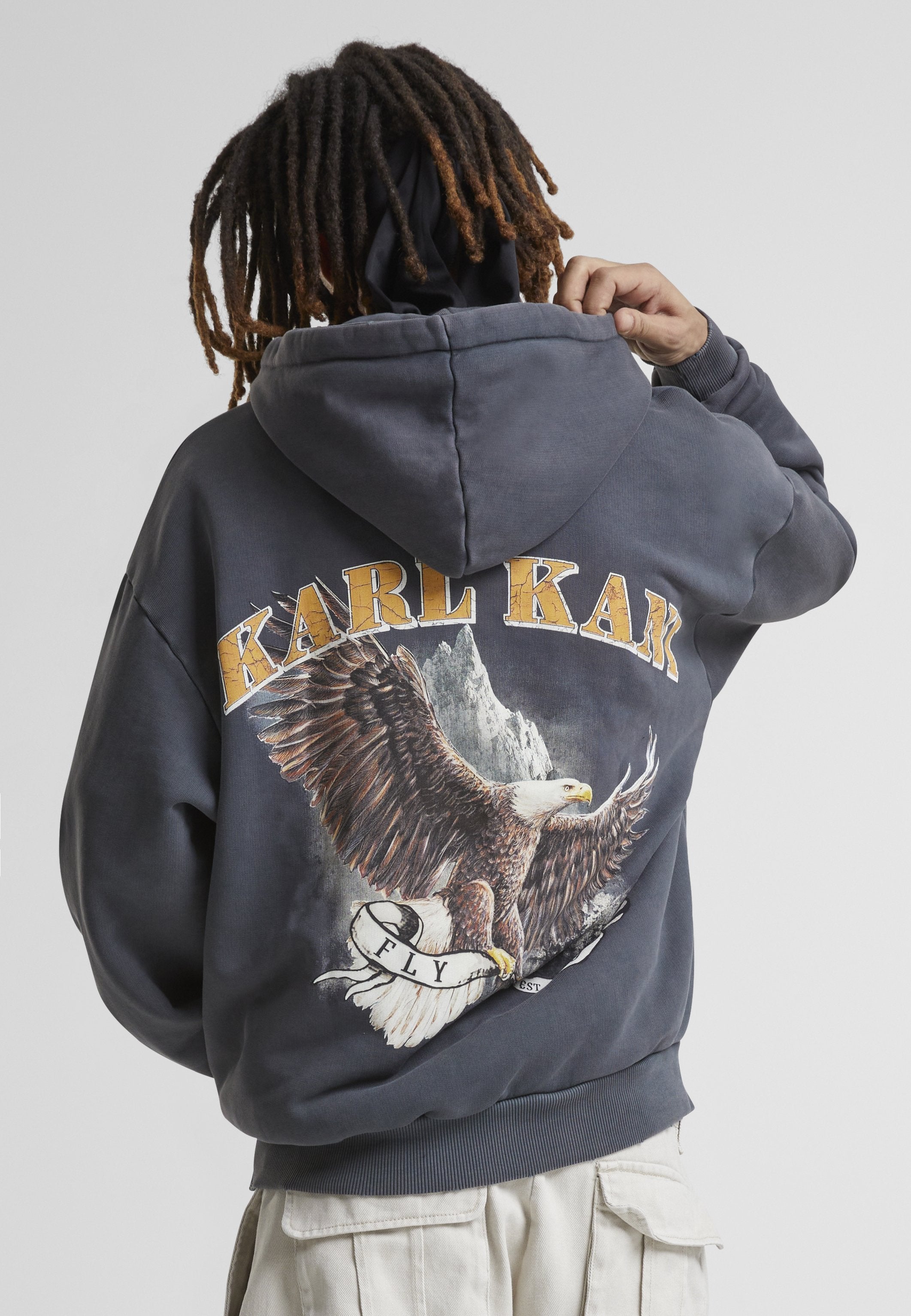 SMALL SIGNATURE WASHED EAGLE HOODIE UNISEX - Sweat à capuche - bleach black