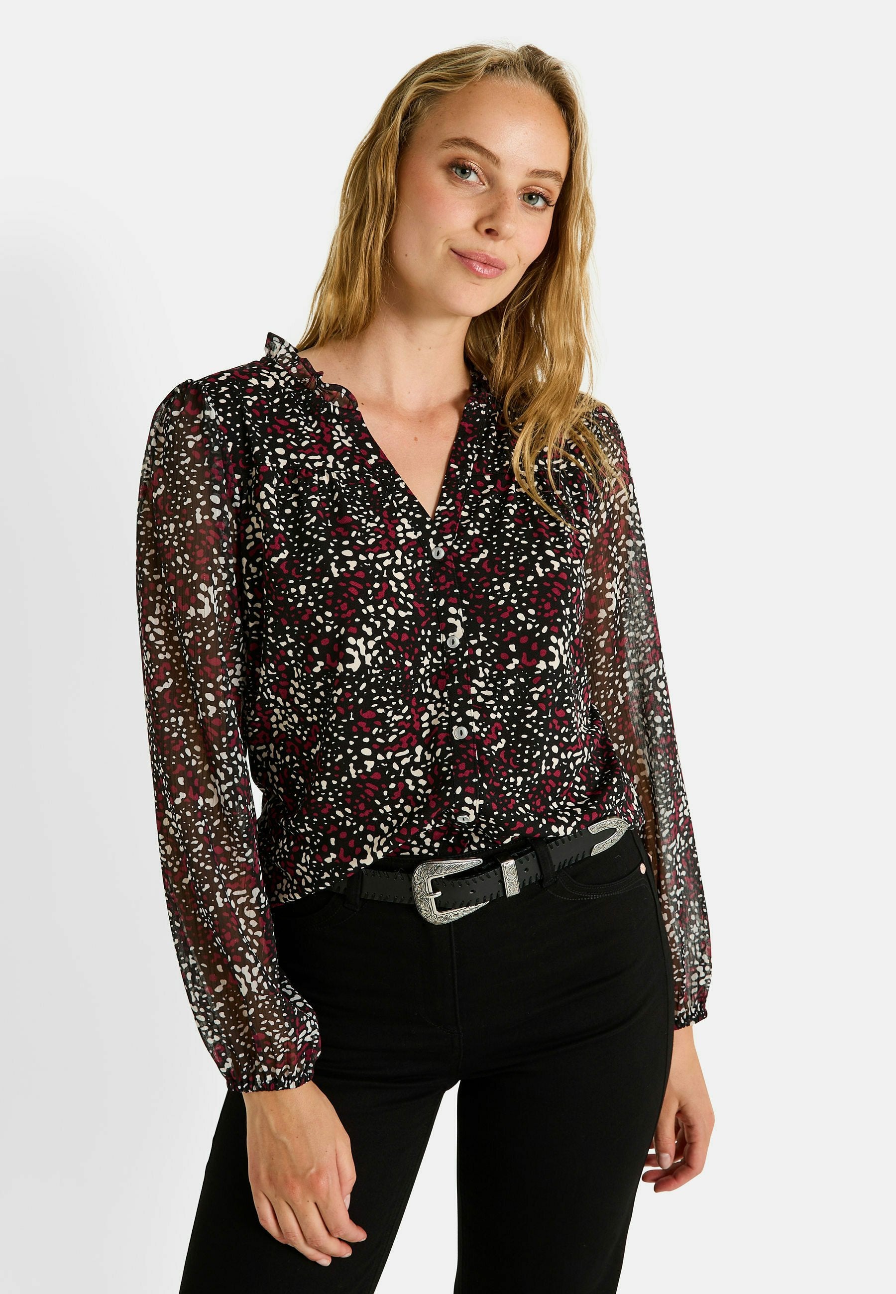 EN VOILE PAILLETÉ - Blouse - noir