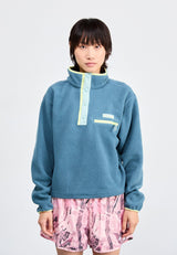 HELVETIA™ II CROPPED HALF SNAP - Sweat polaire - everblue/crushed blue/citron haze