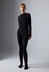 2 PIECE LONG SLEEVE TOP AND LEGGINGS SET - Caraco - black/pink