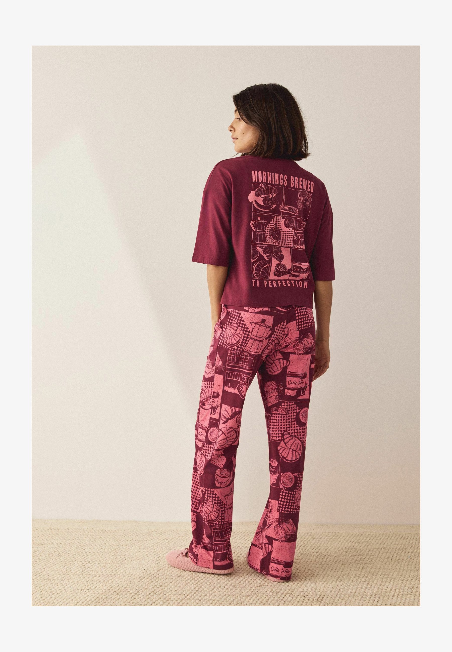 SHORT SLEEVE SET - Pyjama - burgundy red