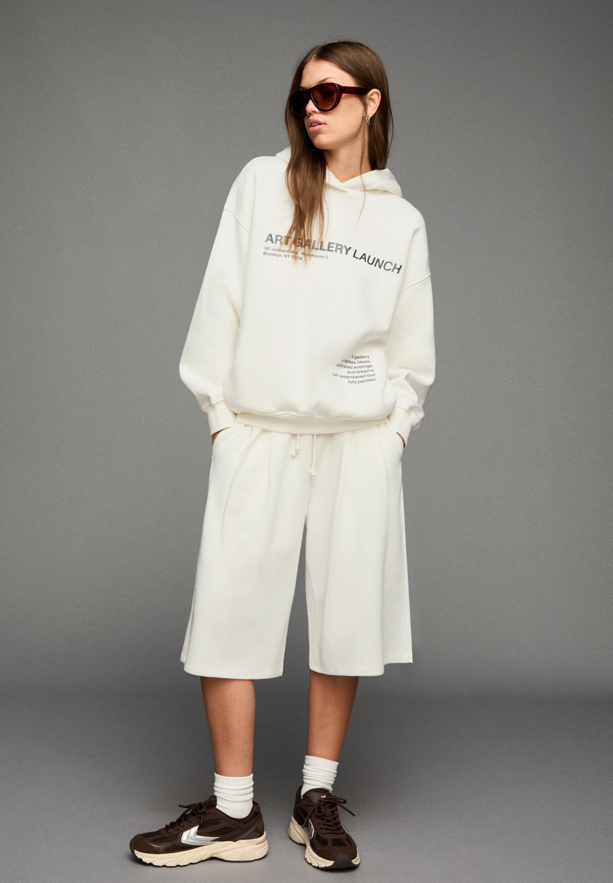 PRINTED - Sweat à capuche - white