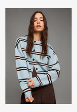 STRIPED BUTTON-UP - Gilet - turquoise
