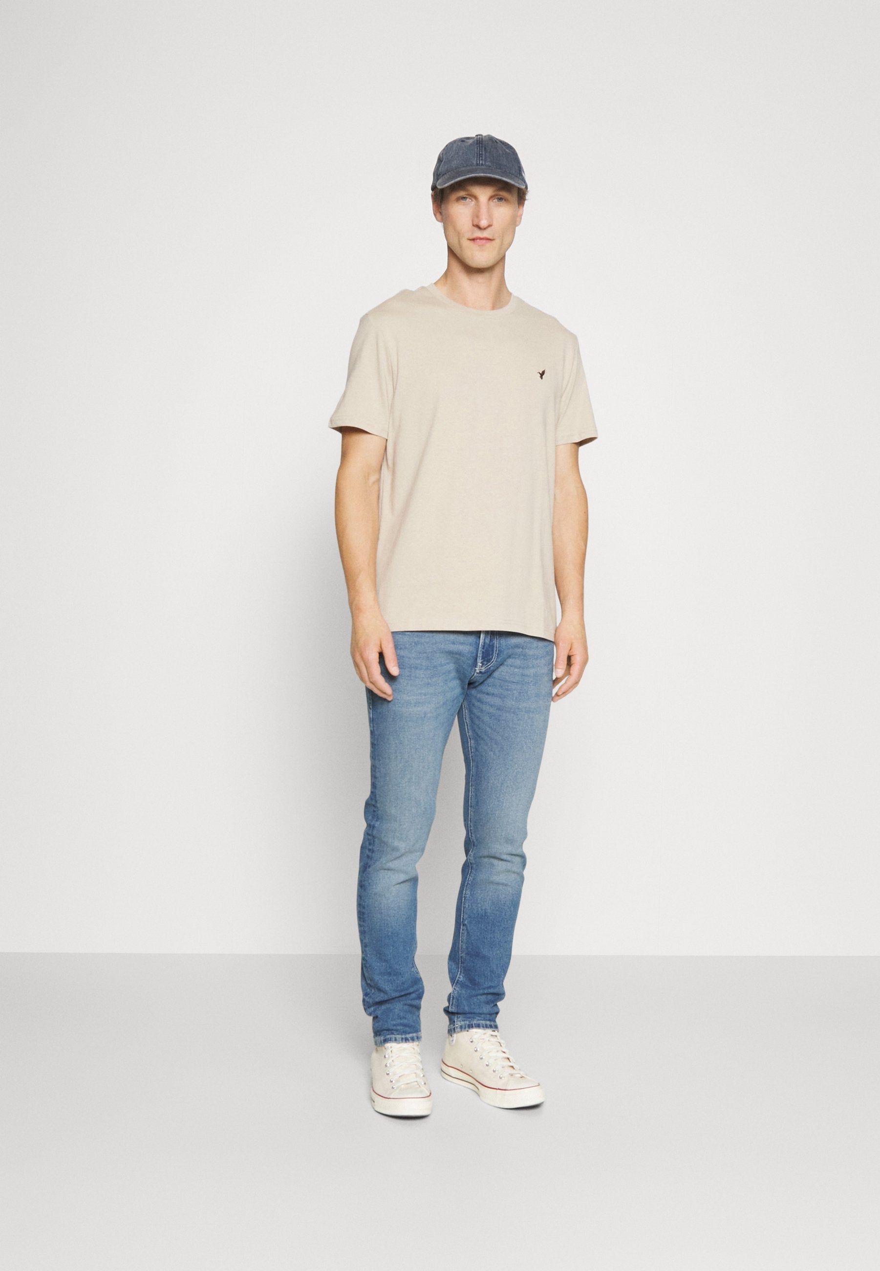3 PACK - T-shirt basique - dark blue/beige/dark brown