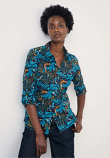 LARISSA - Chemisier - teal floating fronds maritime