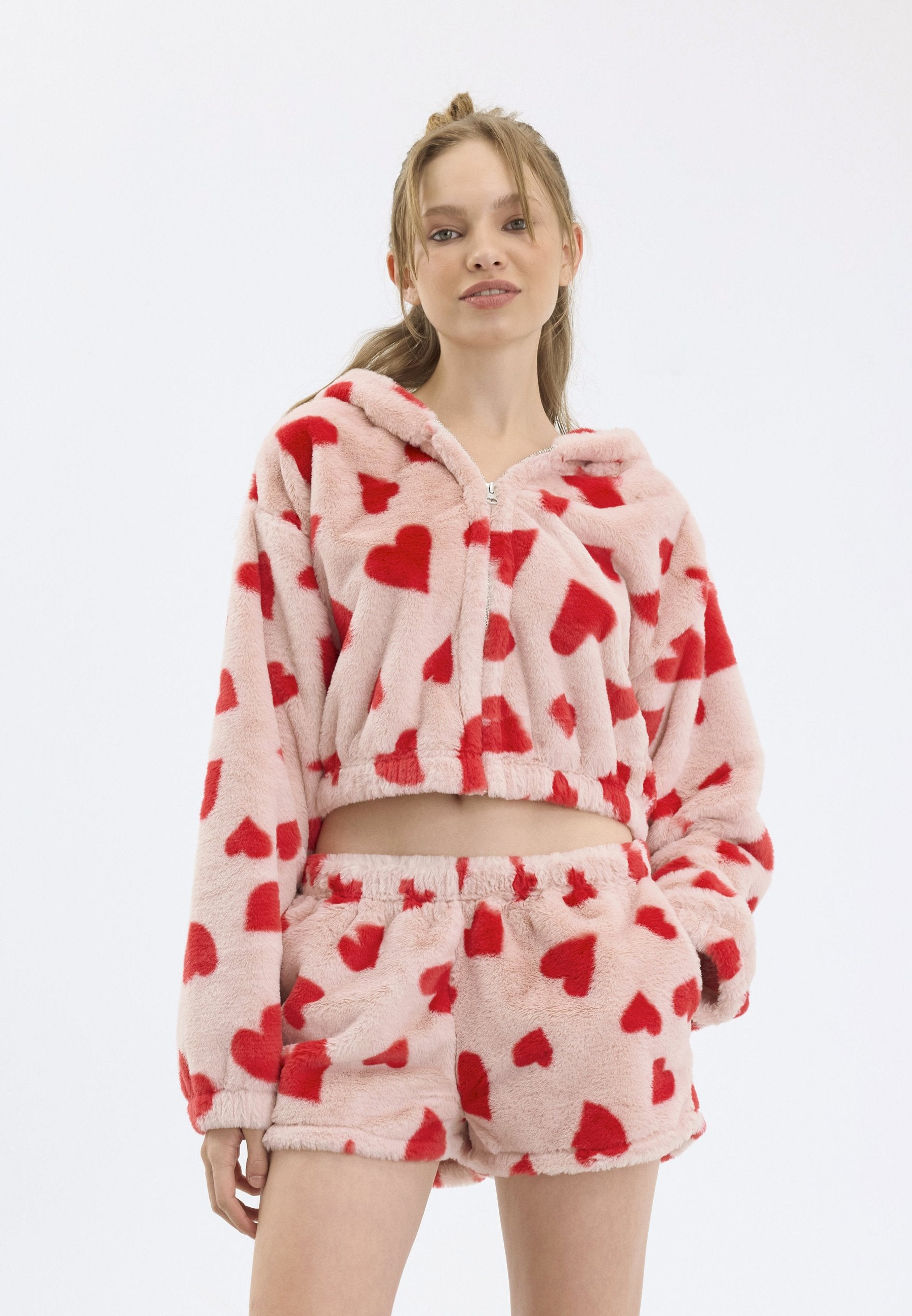 FLUFFY LOUNGEWEAR SET - Pyjama - pink,red