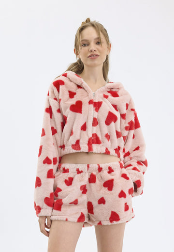 FLUFFY LOUNGEWEAR SET - Pyjama - pink,red