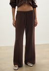 SOFT-TOUCH WIDE LEG WITH SEAM DETAIL - Pantalon de survêtement - dark brown