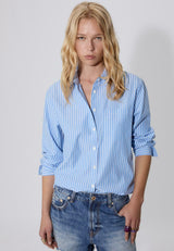STRIPED WITH POCKET - Chemisier - mottled blue