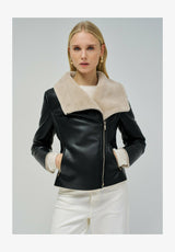 Veste en similicuir - schwarz